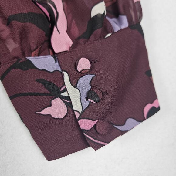 Lane Bryant Floral Blouse Womens 18 Lined Semi Sheer Career V-Neck Ruffle Party - Picture 7 of 14